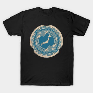 Orcas and map of Japan T-Shirt